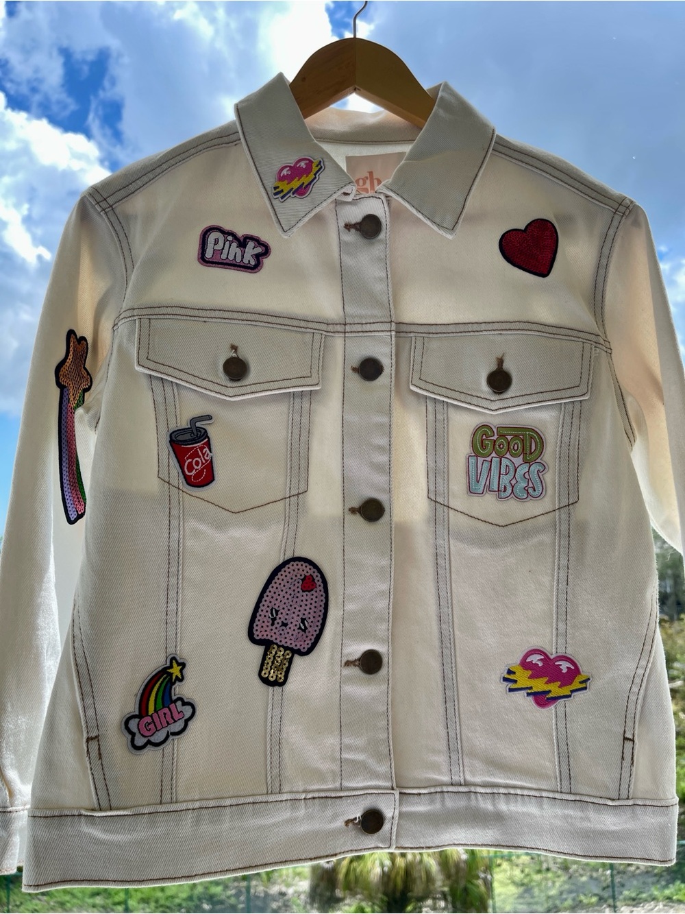 Casual Patchwork Denim Jacket - Cream